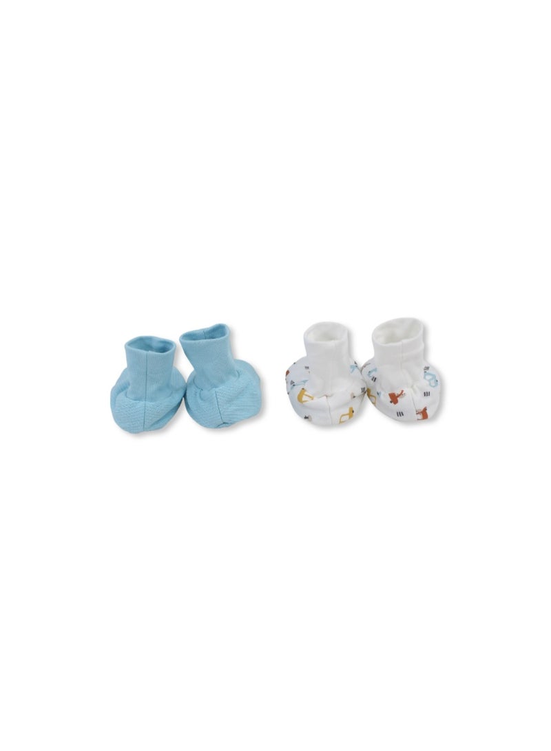 Junior Baby Boys Cotton Footies – Aqua & Off-White with Cars Print - Image 3